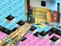 Composite image showing photos of PTB's ion traps and the PENTATRAP Penning trap mass spectrometer at MPIK in Heidelberg superimposed over a grid of blue, black and pink squares labelled with the name and mass number of different isotopes. Some of the black squares are raised, and these are the ytterbium isotopes the team studied